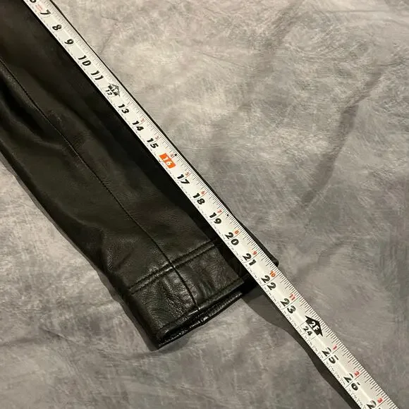 Petite Sophisticate Jacket Coat Women M 100% Leather Black Old Money Staple - Picture 8 of 8